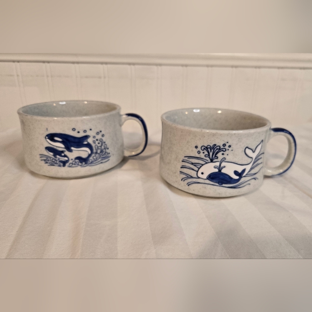 Stoneware Whale Mug Set - Set Of 2 - Picture 2 of 7